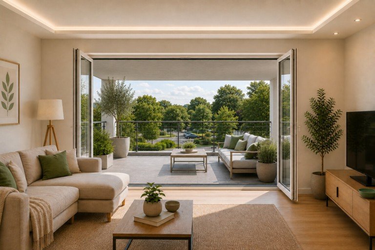 Balkon Wohnung 2, 1. OG Haus 1 Wiesbaden Etagenwohnung Stilvolle Neubauwohnung. in hochwertigem Wohnensemble mit nur sechs Einheitennach KFW 55 Standart