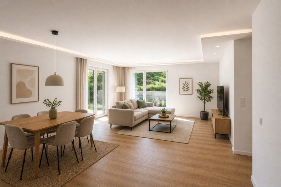 Wohn-Esszimmer mit M�bel Etagenwohnung Wiesbaden