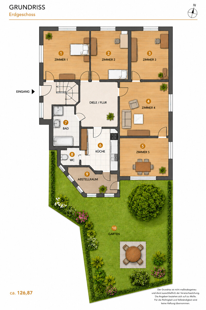 Grundriss mit Garten Etagenwohnung Frankfurt am Main