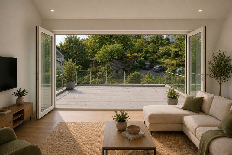 Terrasse Wiesbaden Etagenwohnung Stilvolle Neubau-Dachgeschosswohnung mit Balkon in hochwertigem Wohnensemble mit nur sechs Einheiten